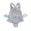 Floral Bow Backless Swimsuit detail showing fabric texture