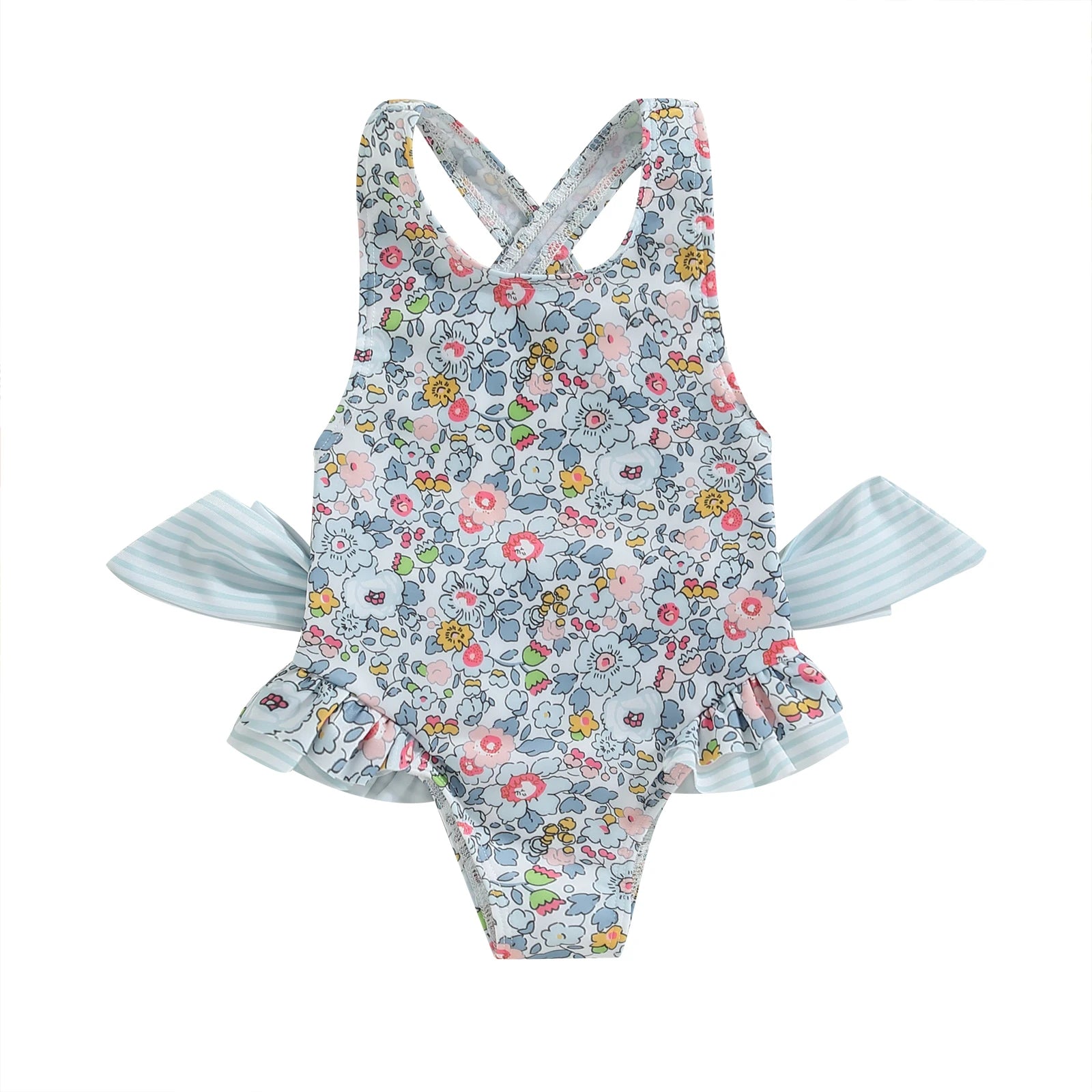 Floral Bow Backless Swimsuit detail showing fabric texture