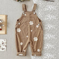 Floral Embroidered Corduroy Overalls