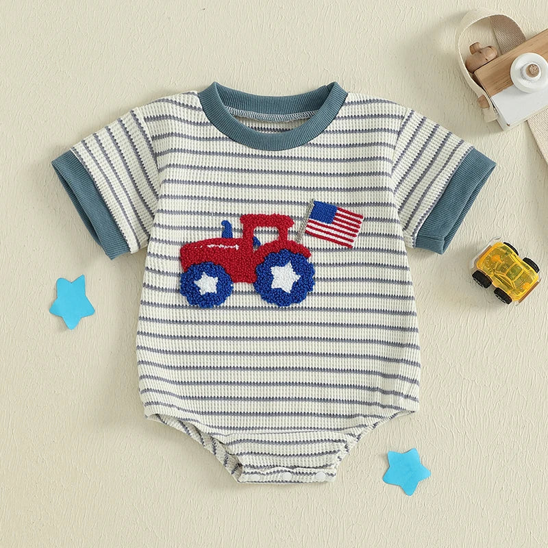 Stars and Stripes Sleeveless Romper for Baby Girls