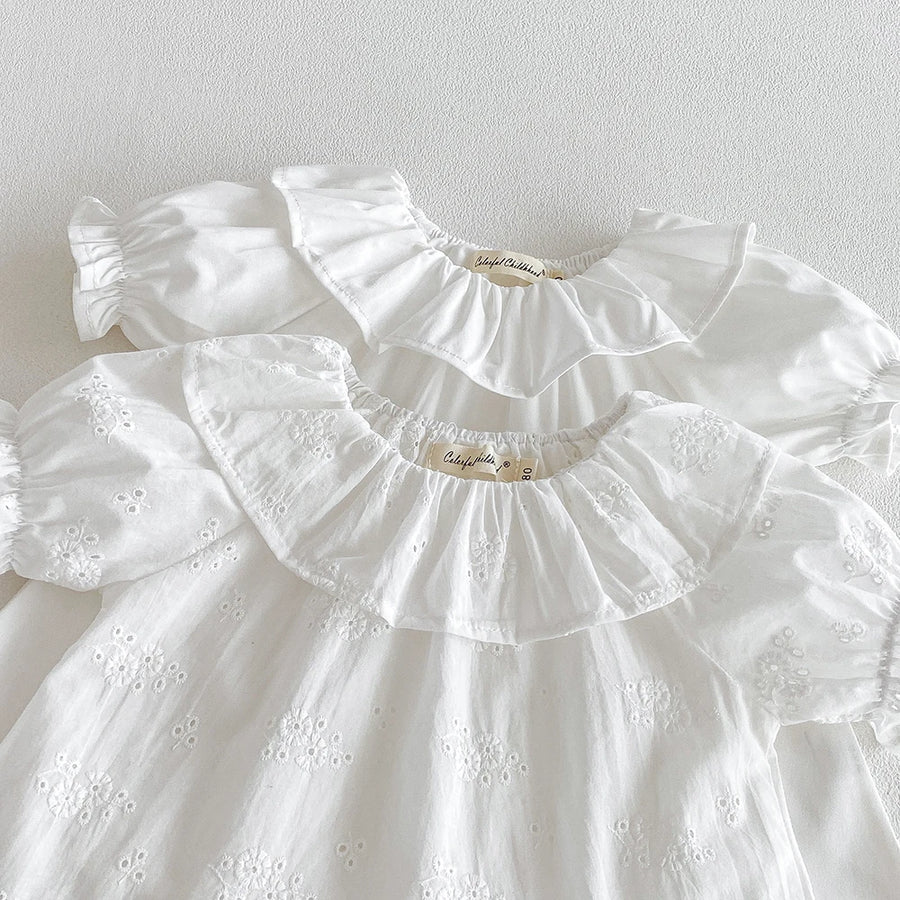 Baby Girl's Blouse Summer Cotton Breathable Shirt Tops Clothing for Girls Versatile Ruffle Collar Short Sleeved T-shirt