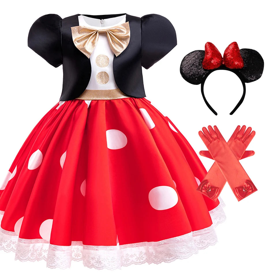 Polka Dot Bow Dress Costume A variant with headband and gloves