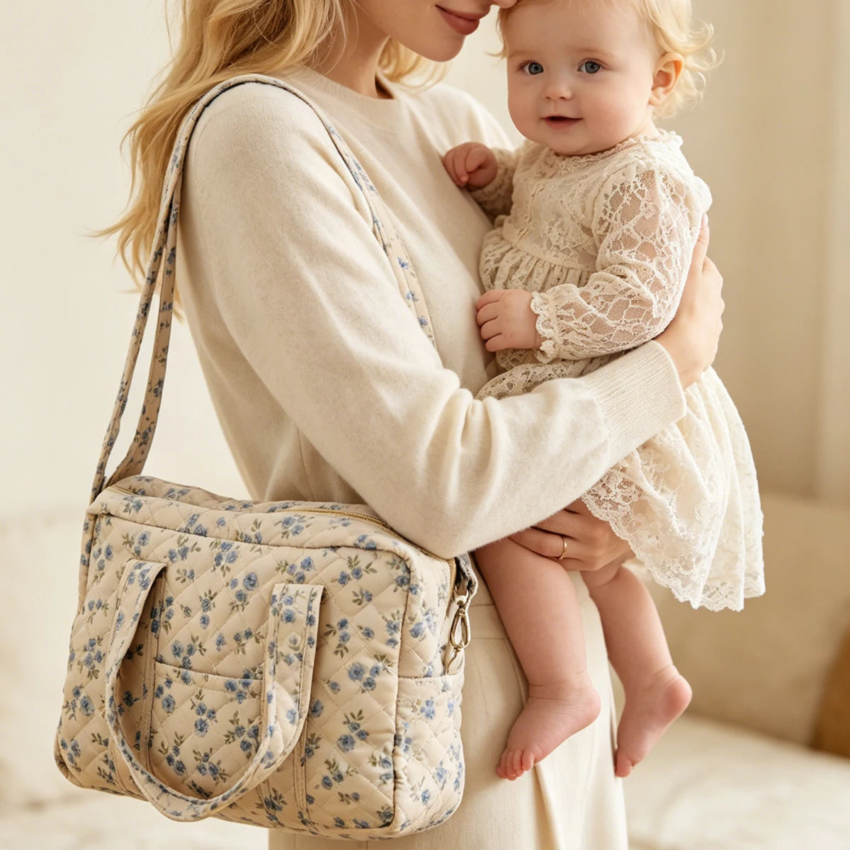 Quilted Multi-Functional Diaper Bag