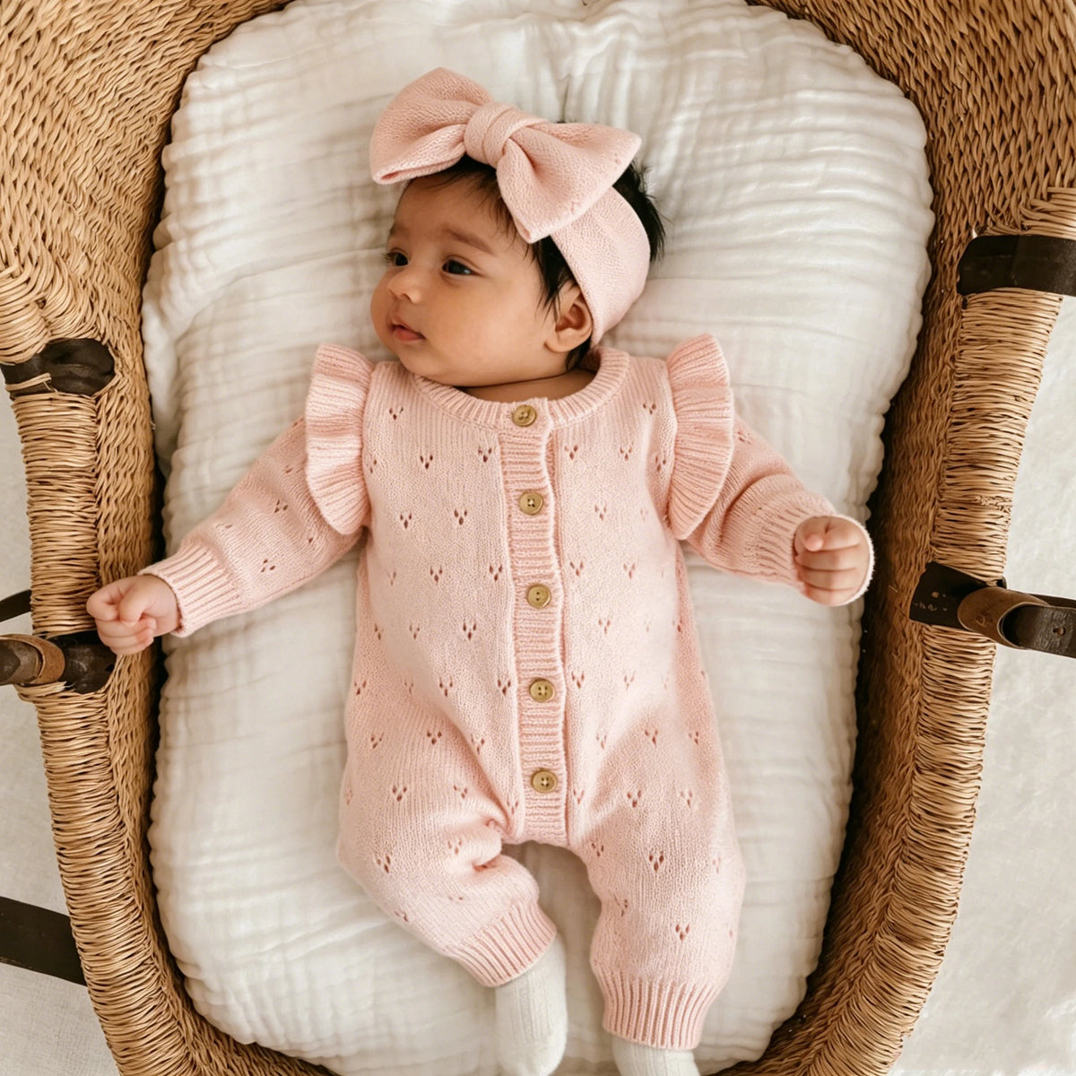 Mademoiselle Laure Ruffle Knit Romper Set