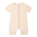 Soft Bamboo Short Sleeve Zip Romper - Cream Peach