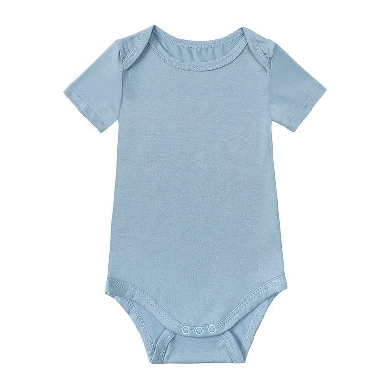 Soft Bamboo Short Sleeve Bodysuit - Light blue, product view