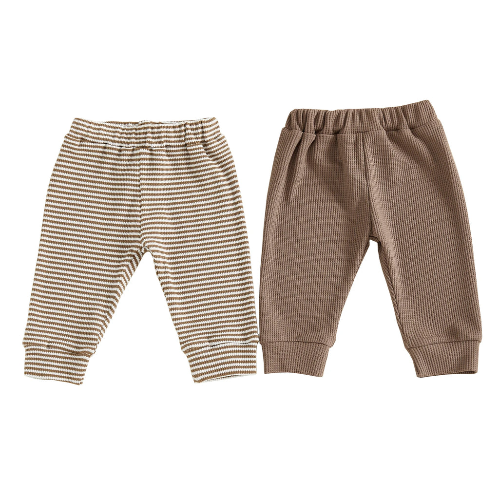 Striped & Solid Pants Set