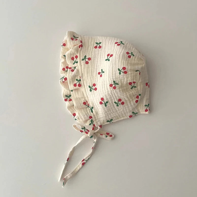 Baby Hat front view with floral print