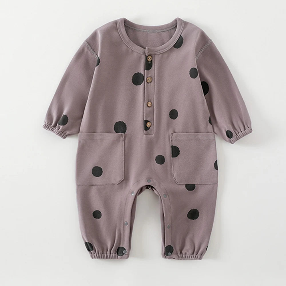 Long Sleeve Printed Baby Romper side view