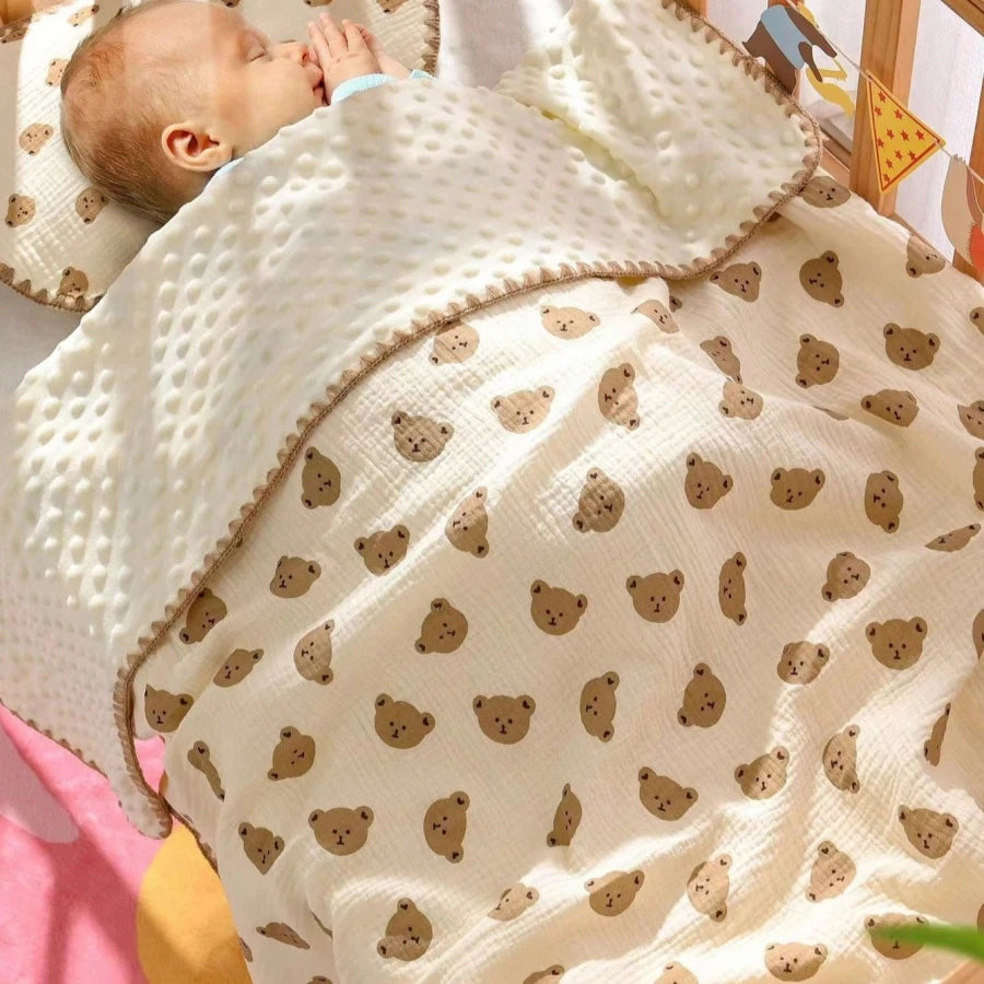 Double Dot Lined Baby Blanket in soft colors
