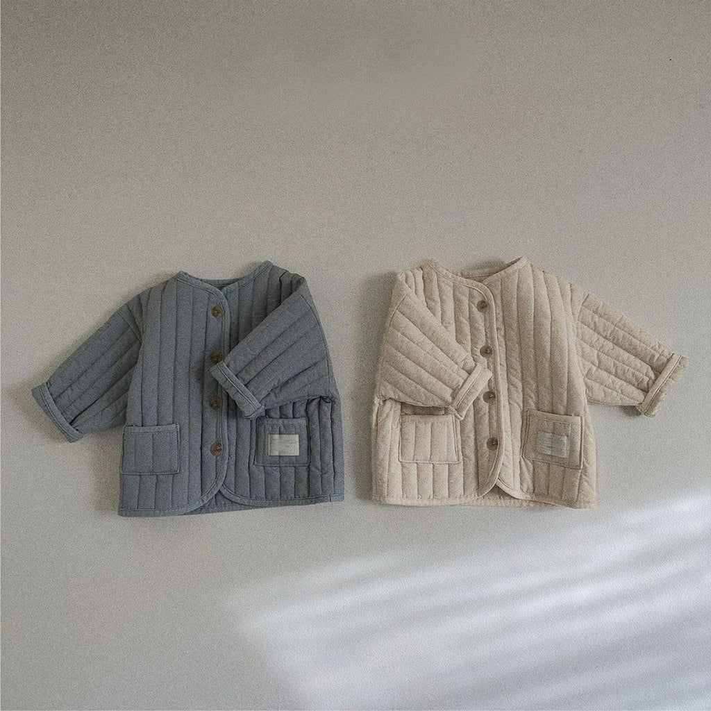 Winter Long Sleeve Cotton Padded Cardigan Coat for Infant Girls and Toddler Boys
