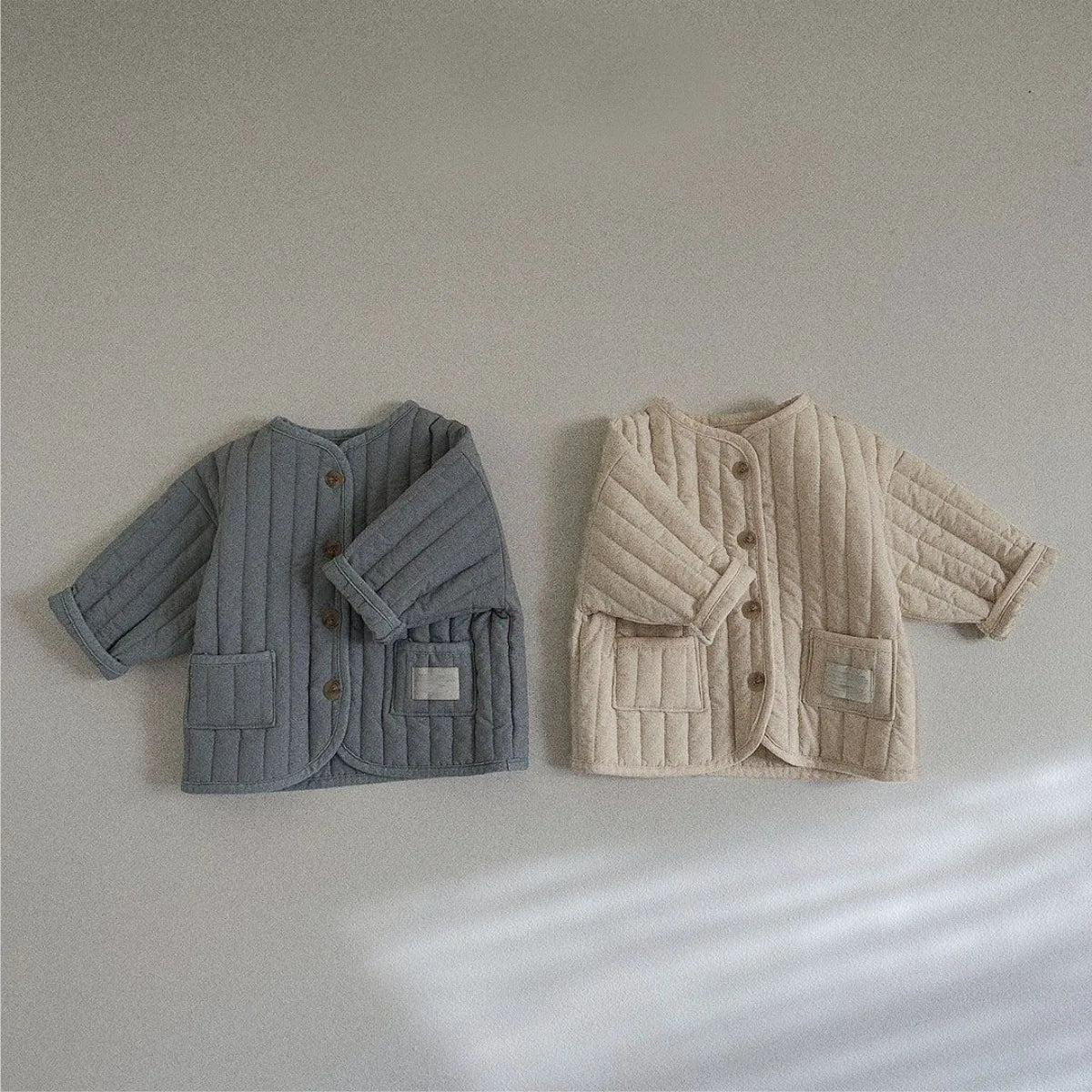 Winter Long Sleeve Cotton Padded Cardigan Coat for Infant Girls and Toddler Boys