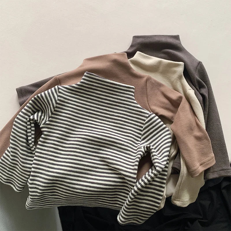 Striped Half Neck Baby Top in multiple colors