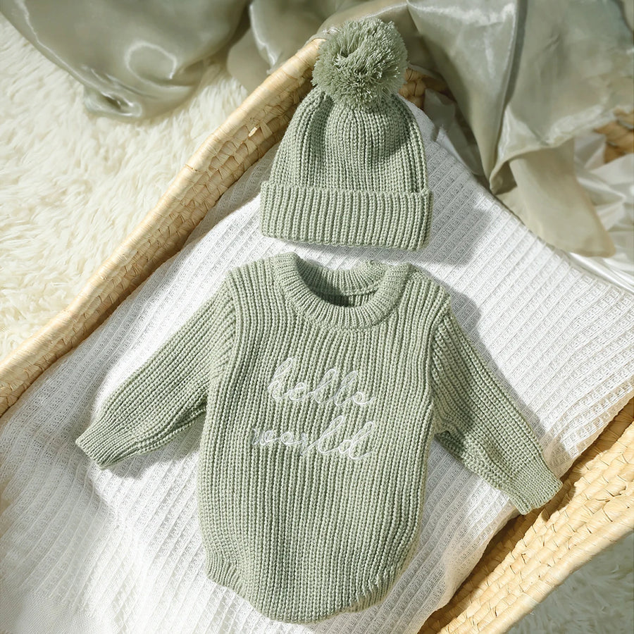 Hello World Knitted Romper Set, product view 6