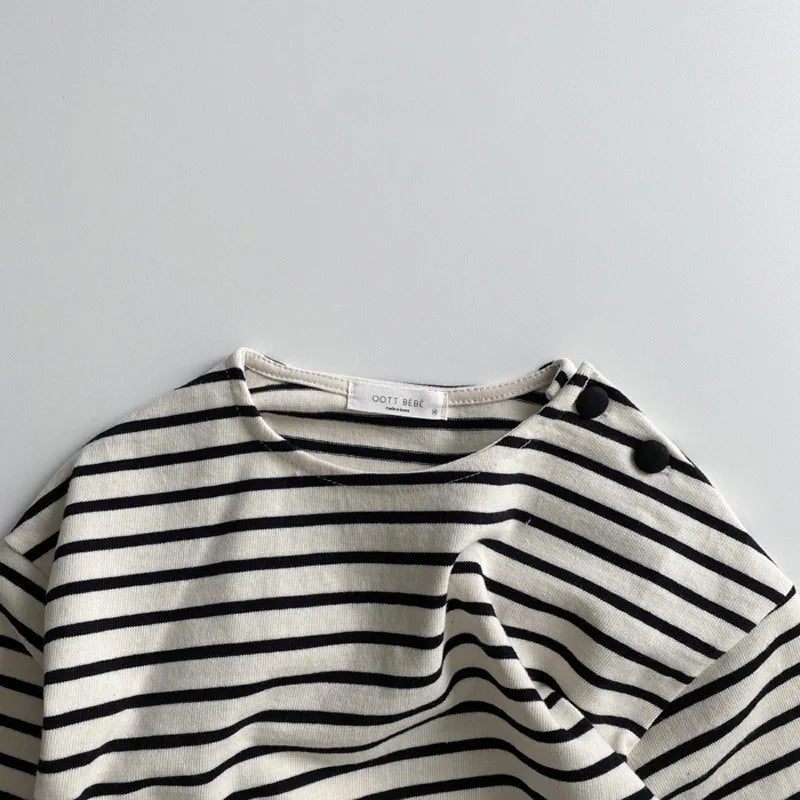 Autumn Baby Girl Long Sleeve T Shirts Cotton Striped Bottoming Tops Boys Loose Pullover