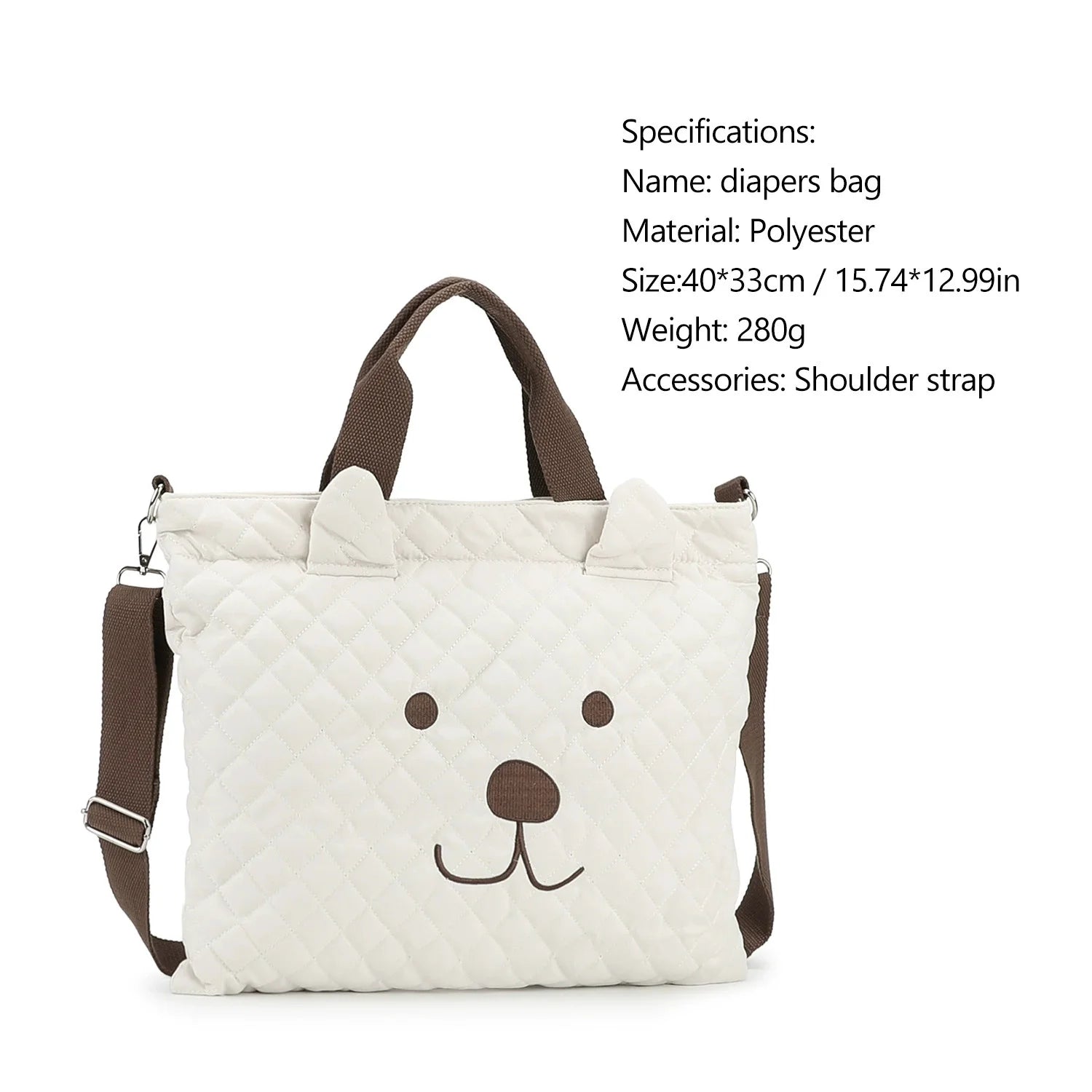Beige Large Capacity Diaper Bag for baby care