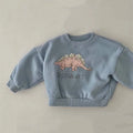 Back View of Cartoon Dinosaur Pullover Sweatshirt