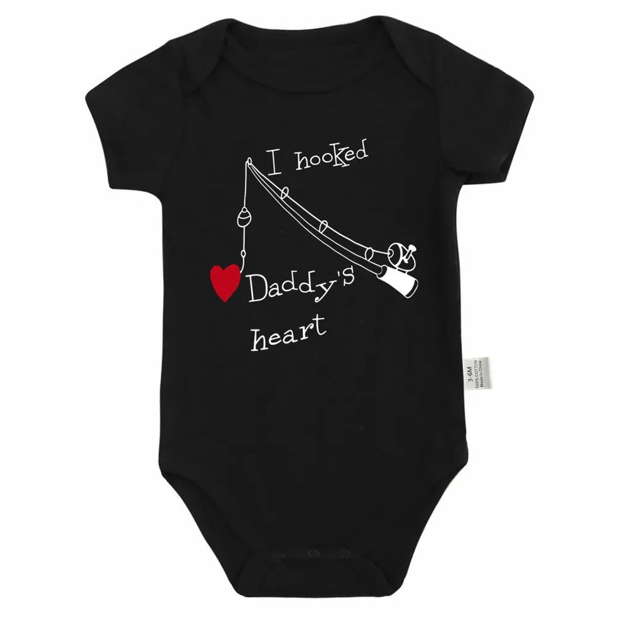 Baby Wearing Daddy's Heart Printed Romper Outdoors