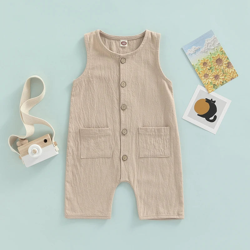 Sleeveless Stripe Baby Romper, product view 2