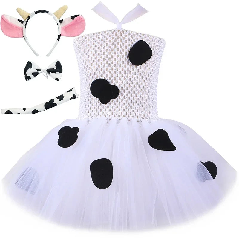 Cow Tutu Dress Costume Set with Accessories