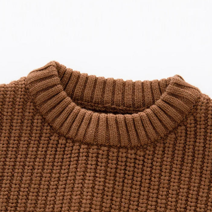 Soft Knit Cotton Sweater - Brown, product view 2