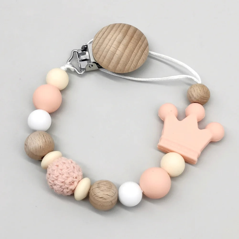 Wooden Bead Pacifier Clip