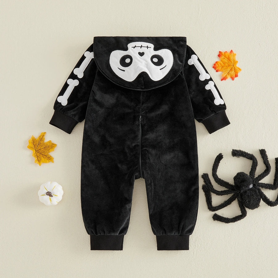 Baby Skeleton and Bat Romper Costume