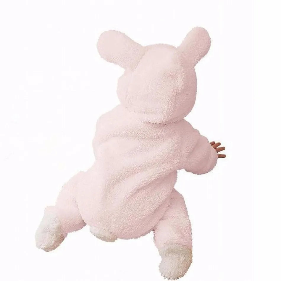 Light Pink Bunny Fleece Animal Hooded Baby Romper Costume