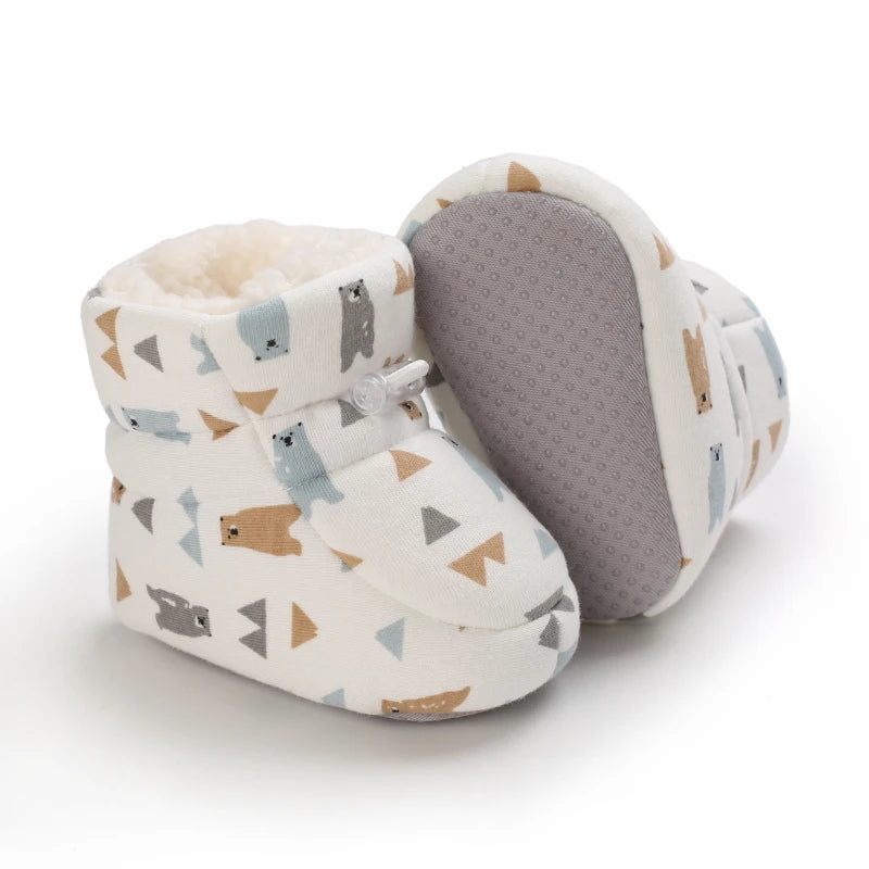 Anti-slip baby walking booties with hook and loop closure