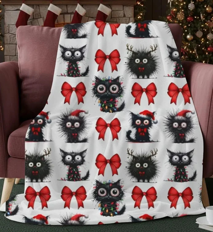 Black Cats and Red Bows Throw Blanket