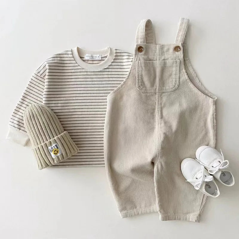 Soft Corduroy Baby Overall - White