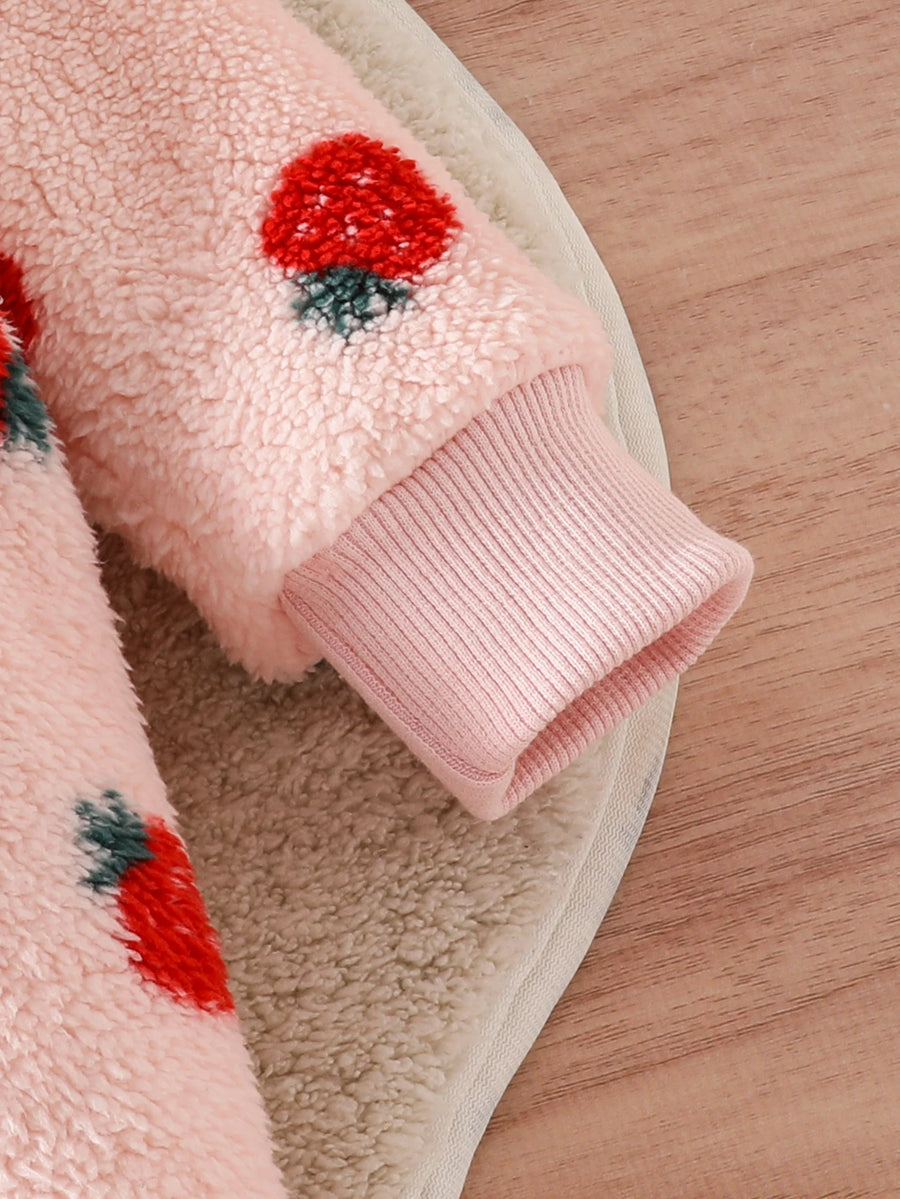Strawberry Print Hooded Romper, product view 5