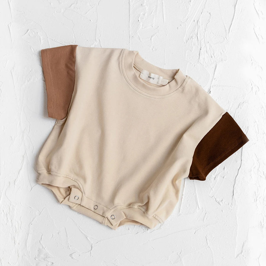 The Oversized Tee Romper - Brown, product view