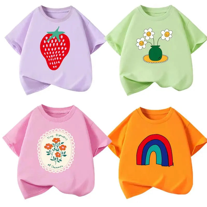 Kids’ Cotton-Blend Graphic School Tee – Brights