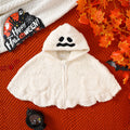 White ghost fleece cloak costume with hood and ghost face