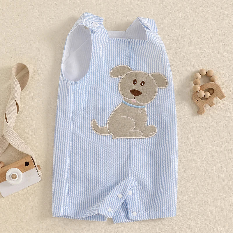 Little Pup Embroidered Overall Romper, product view 5
