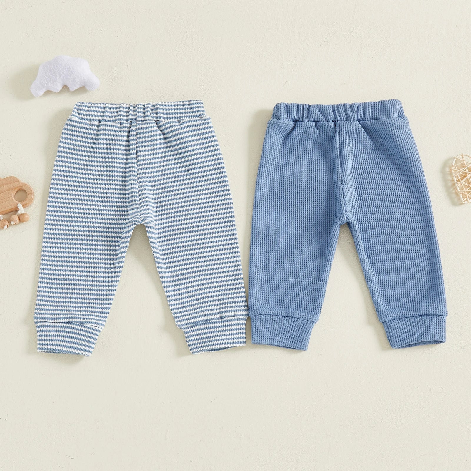 Striped & Solid Pants Set