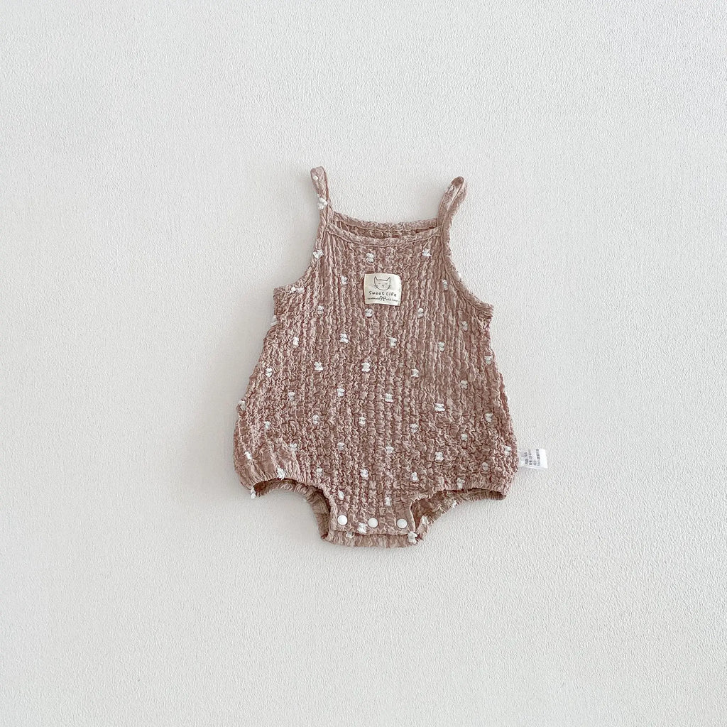 Summer Baby Cami Bodysuit in Cotton with Polka Dot Pattern, Black color option