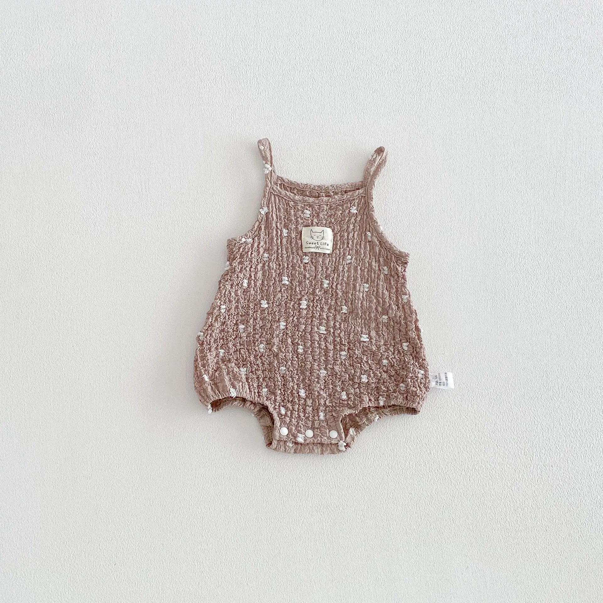 Summer Baby Cami Bodysuit in Cotton with Polka Dot Pattern, Black color option