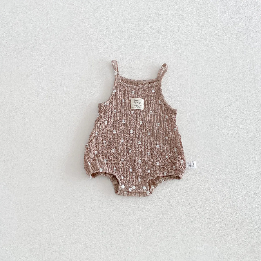 Summer Baby Cami Bodysuit in Cotton with Polka Dot Pattern, Black color option