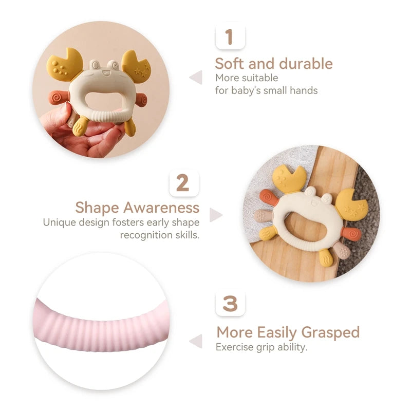 Crab-Shaped Silicone Baby Teether