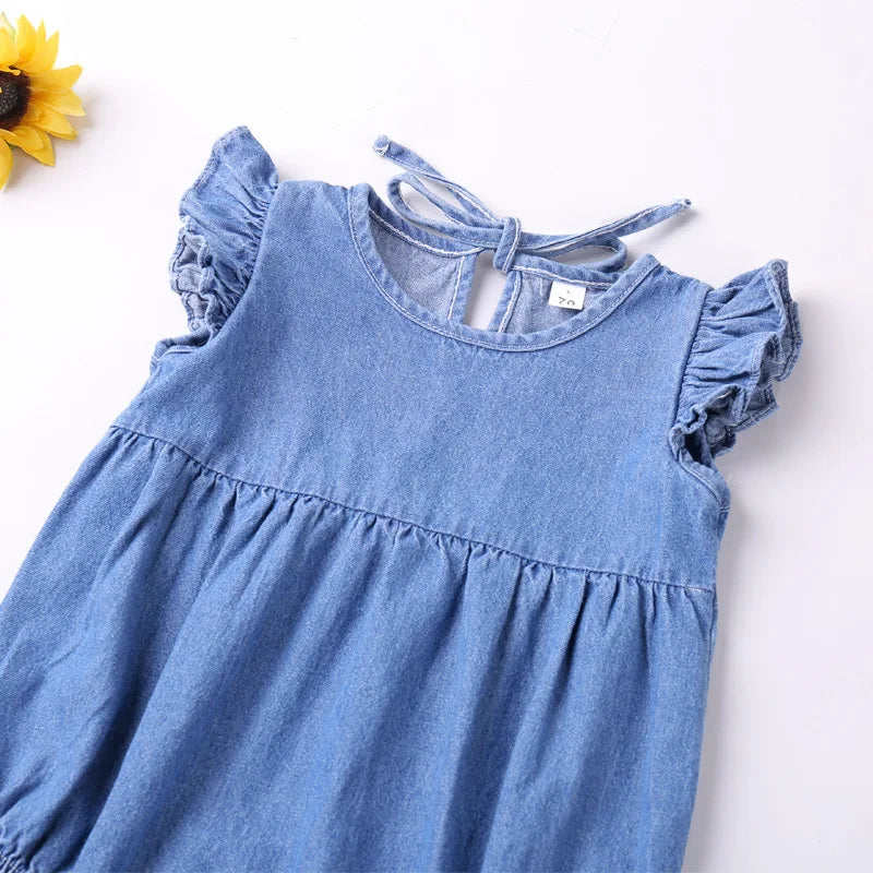 Denim Ruffle Romper, product view 4