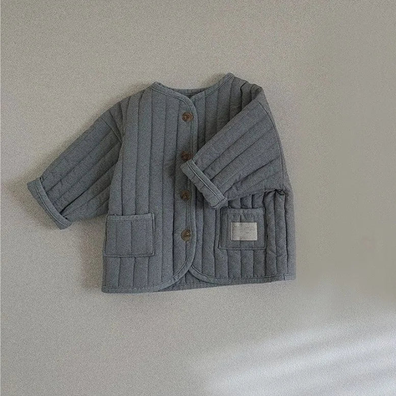 Winter Long Sleeve Cotton Padded Cardigan Coat for Infant Girls and Toddler Boys