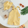 Plaid Sleeveless Overalls for Babies with Square Neckline