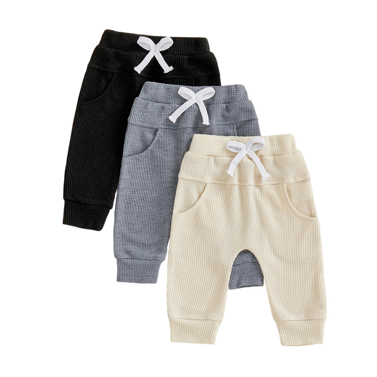 Elastic Waist Solid Color Baby Pants