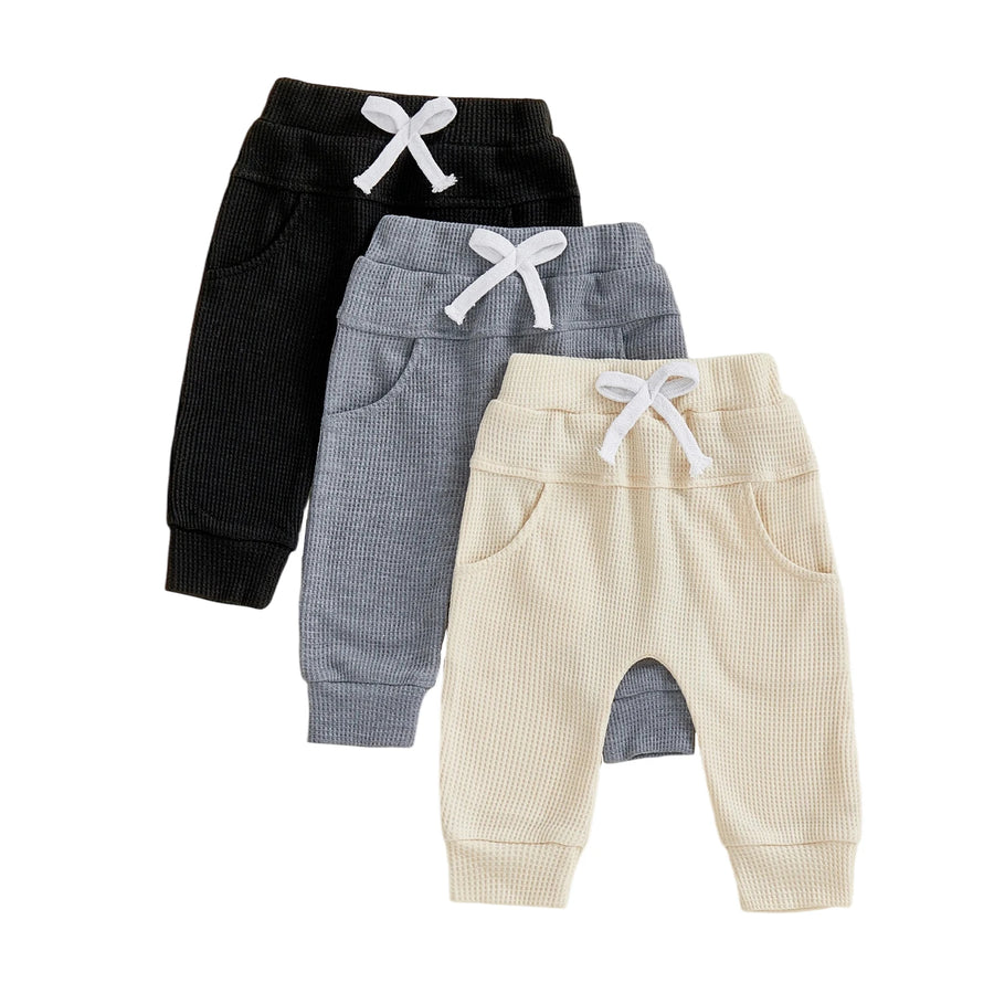 Elastic Waist Solid Color Baby Pants