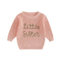 Soft and warm toddler girl knit pullover sweater with embroidery