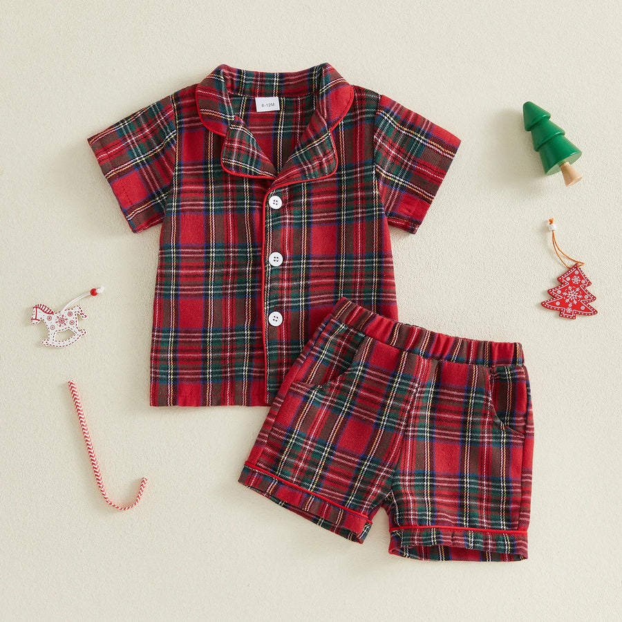 Holiday Plaid Short Pajama Set