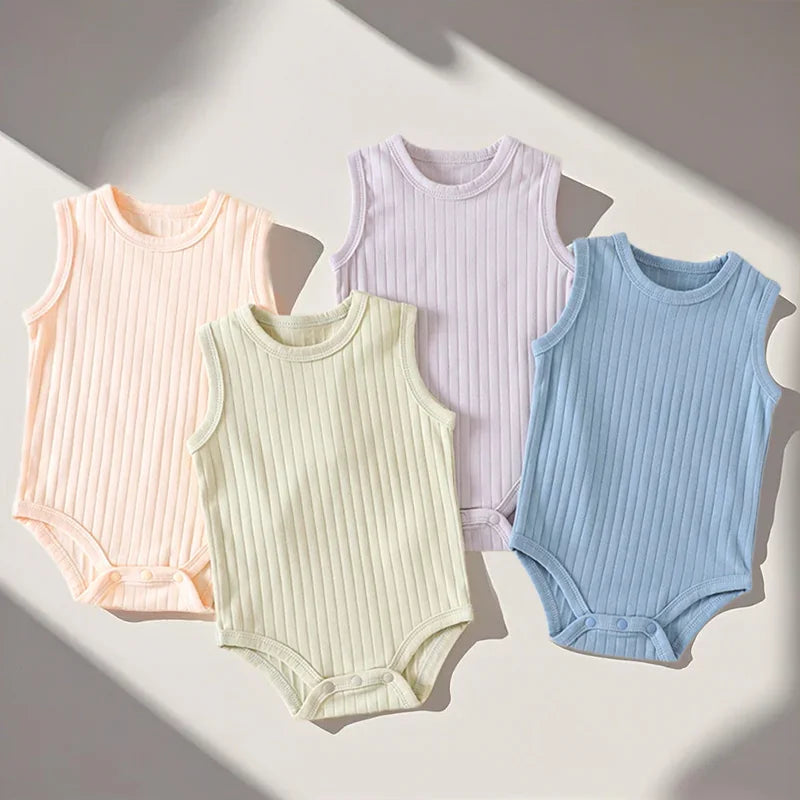 Sleeveless Ribbed Bodysuit Set for Babies