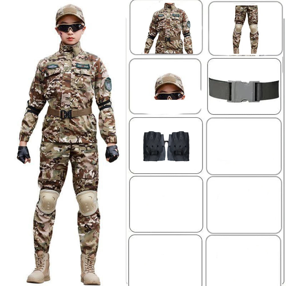 Tan camouflage basic costume set for kids